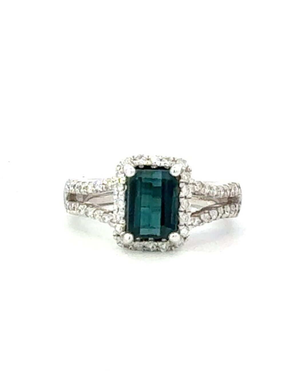 Natural Indicolite Tourmaline Diamond Ring Size 6.5 14k Gold 1.68 TCW Certified